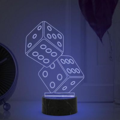 3D Illusion Dice Night Lamp with Automatic Color Changing Light Gaming Room Bedroom Living Room Decor Lamp