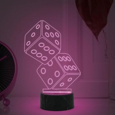 3D Illusion Dice Night Lamp with Automatic Color Changing Light Gaming Room Bedroom Living Room Decor Lamp