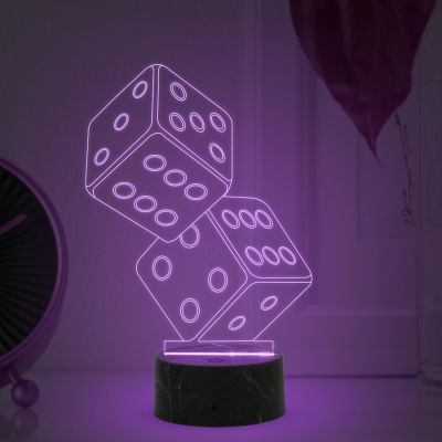 3D Illusion Dice Night Lamp with Automatic Color Changing Light Gaming Room Bedroom Living Room Decor Lamp