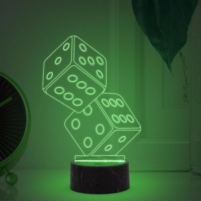 3D Illusion Dice Night Lamp with Automatic Color Changing Light Gaming Room Bedroom Living Room Decor Lamp