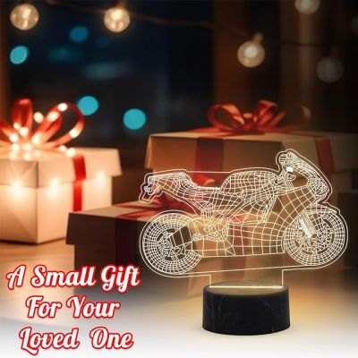 3D Illusion Motorcycle Sports Bike Night Lamp with Warm White Light Gift for Bike Lover Bedroom Living Room & Kids Room Decor
