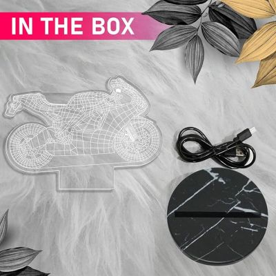 3D Illusion Motorcycle Sports Bike Night Lamp with Warm White Light Gift for Bike Lover Bedroom Living Room & Kids Room Decor