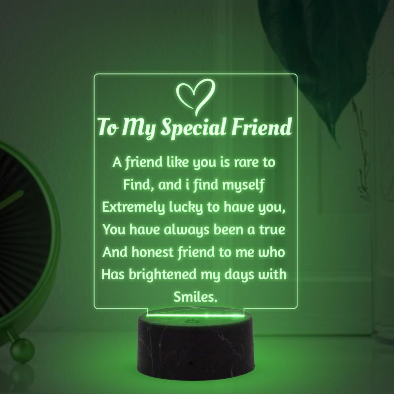 To My Special Friend Engraved Night Lamp With Automatic Color Changing Light Birthday Gift For Bestie Gift For Someone Special Thanksgiving Gift for Bestie Bff Friend