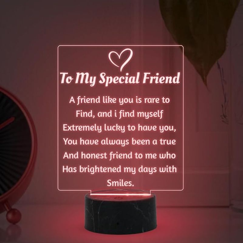 To My Special Friend Engraved Night Lamp With Automatic Color Changing Light Birthday Gift For Bestie Gift For Someone Special Thanksgiving Gift for Bestie Bff Friend
