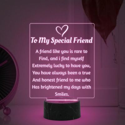 To My Special Friend Engraved Night Lamp With Automatic Color Changing Light Birthday Gift For Bestie Gift For Someone Special Thanksgiving Gift for Bestie Bff Friend
