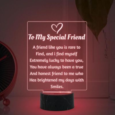 To My Special Friend Engraved Night Lamp With Automatic Color Changing Light Birthday Gift For Bestie Gift For Someone Special Thanksgiving Gift for Bestie Bff Friend