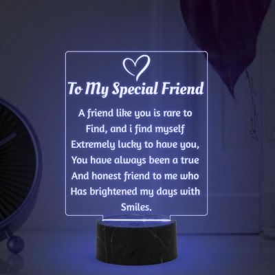 To My Special Friend Engraved Night Lamp With Automatic Color Changing Light Birthday Gift For Bestie Gift For Someone Special Thanksgiving Gift for Bestie Bff Friend