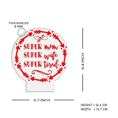 Super Mom, Wife, Tired Night Lamp with Warm White Light Gift for Mom, Mother's Day Gift for Mom Mom Birthday Gift from Daughter Son Thankyou Gift for Mom