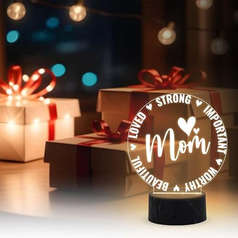Mom Night Lamp with Warm White Light Gift for Mom, Mother's Day Gift for Mom Mom Birthday Gift from Daughter Son Thankyou Gift for Mom