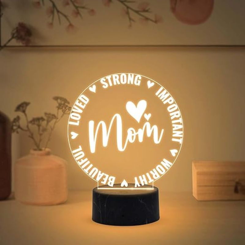 Mom Night Lamp with Warm White Light Gift for Mom, Mother's Day Gift for Mom Mom Birthday Gift from Daughter Son Thankyou Gift for Mom