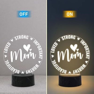 Mom Night Lamp with Warm White Light Gift for Mom, Mother's Day Gift for Mom Mom Birthday Gift from Daughter Son Thankyou Gift for Mom