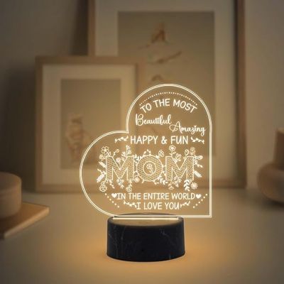 To The Most Beautiful Amazing Mom Night Lamp with Warm White Light Gift For Mom, Mother's Day Gift for Mom Mom Birthday Gift from Daughter Son Thankyou Gift For Mom