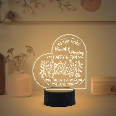 To The Most Beautiful Amazing Mom Night Lamp with Warm White Light Gift For Mom, Mother's Day Gift for Mom Mom Birthday Gift from Daughter Son Thankyou Gift For Mom