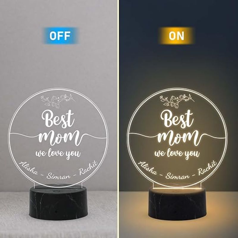 Best Mom We Love You Night Lamp with Warm White Light Customized with Name Gift for Mom, Mother's Day Gift for Mom Mom Birthday Gift from Daughter Son Thankyou Gift for Mom