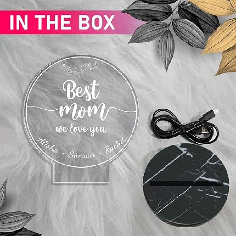Best Mom We Love You Night Lamp with Warm White Light Customized with Name Gift for Mom, Mother's Day Gift for Mom Mom Birthday Gift from Daughter Son Thankyou Gift for Mom