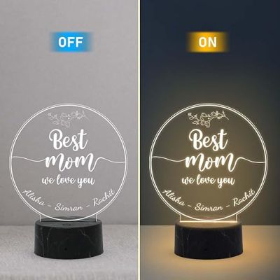 Best Mom We Love You Night Lamp with Warm White Light Customized with Name Gift for Mom, Mother's Day Gift for Mom Mom Birthday Gift from Daughter Son Thankyou Gift for Mom