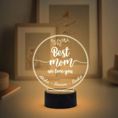 Best Mom We Love You Night Lamp with Warm White Light Customized with Name Gift for Mom, Mother's Day Gift for Mom Mom Birthday Gift from Daughter Son Thankyou Gift for Mom