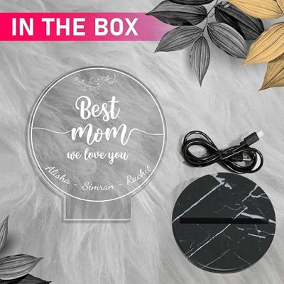 Best Mom We Love You Night Lamp with Warm White Light Customized with Name Gift for Mom, Mother's Day Gift for Mom Mom Birthday Gift from Daughter Son Thankyou Gift for Mom