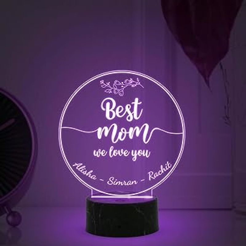 Best Mom We love you Night Lamp with Multicolored Light Customized with Name Gift for Mom, Mother's Day Gift for Mom Mom Birthday Gift from Daughter Son Thankyou Gift for Mom