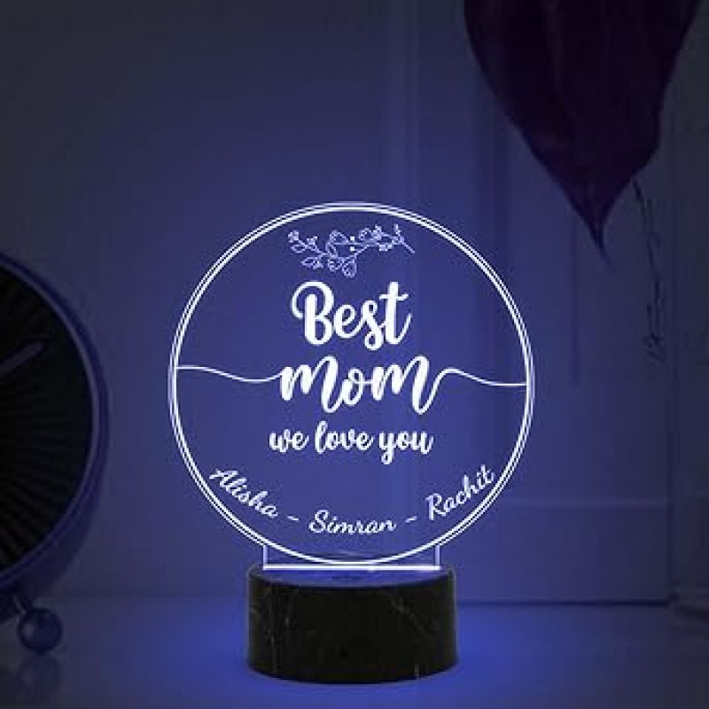Best Mom We love you Night Lamp with Multicolored Light Customized with Name Gift for Mom, Mother's Day Gift for Mom Mom Birthday Gift from Daughter Son Thankyou Gift for Mom