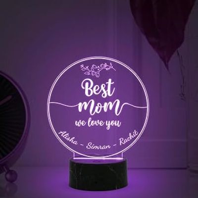 Best Mom We love you Night Lamp with Multicolored Light Customized with Name Gift for Mom, Mother's Day Gift for Mom Mom Birthday Gift from Daughter Son Thankyou Gift for Mom
