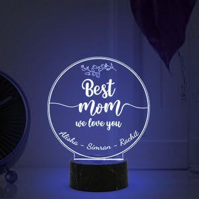 Best Mom We love you Night Lamp with Multicolored Light Customized with Name Gift for Mom, Mother's Day Gift for Mom Mom Birthday Gift from Daughter Son Thankyou Gift for Mom