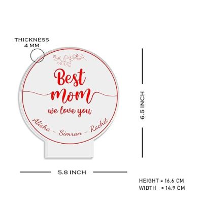 Best Mom We love you Night Lamp with Multicolored Light Customized with Name Gift for Mom, Mother's Day Gift for Mom Mom Birthday Gift from Daughter Son Thankyou Gift for Mom