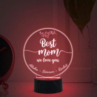 Best Mom We love you Night Lamp with Multicolored Light Customized with Name Gift for Mom, Mother's Day Gift for Mom Mom Birthday Gift from Daughter Son Thankyou Gift for Mom