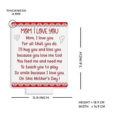 Mom I Love You Engraved Night Lamp with Atometic Color Changing Light Gift for Mom from Daughter Son Best Gift for Mothers Day