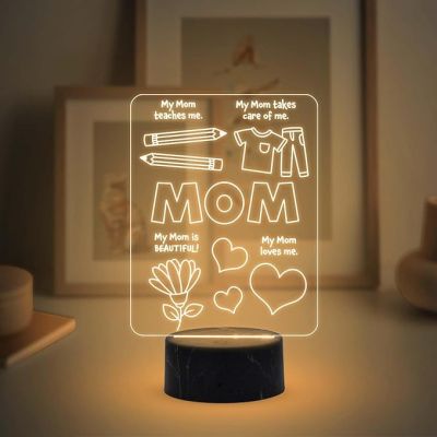 My Mom Loves Me, My Mom is Beautiful, Mt Mom Teaches Me, My Mom takes care of me Engraved Lamp with Warm White Light Unique & Creative Gifting Ideas for Mummy Mothers Day Gift for Mom Birthday Gift for Mom
