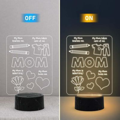 My Mom Loves Me, My Mom is Beautiful, Mt Mom Teaches Me, My Mom takes care of me Engraved Lamp with Warm White Light Unique & Creative Gifting Ideas for Mummy Mothers Day Gift for Mom Birthday Gift for Mom