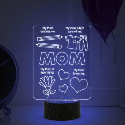 My Mom Loves Me, My Mom is Beautiful, Mt Mom Teaches Me, My Mom takes care of me Engraved Lamp with Multicolored Light Unique & Creative Gifting Ideas for Mummy Mothers Day Gift for Mom Birthday Gift for Mom