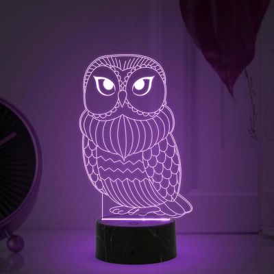 3D Illusion Cute Owl Night Lamp with Multicolored light Kids Room Bedroom Living Room Decor Light