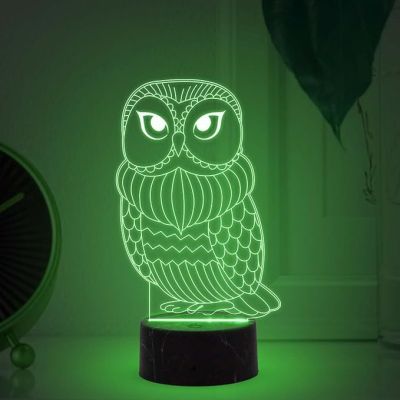 3D Illusion Cute Owl Night Lamp with Multicolored light Kids Room Bedroom Living Room Decor Light