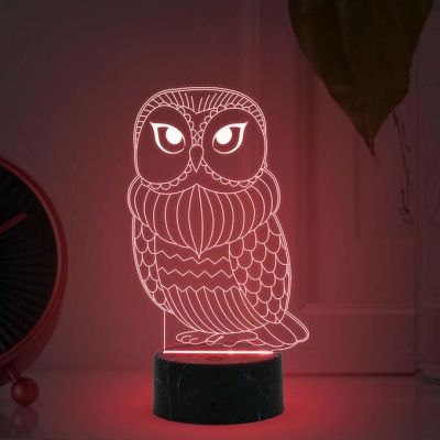 3D Illusion Cute Owl Night Lamp with Multicolored light Kids Room Bedroom Living Room Decor Light
