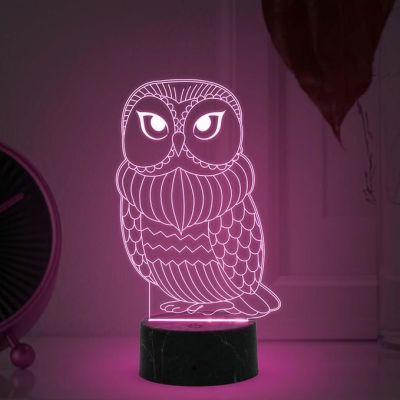 3D Illusion Cute Owl Night Lamp with Multicolored light Kids Room Bedroom Living Room Decor Light