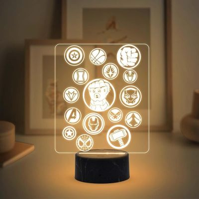 3D Illusion Avengers Night Lamp with Warm White Light Gift for Avengers Lover Birthday Gift for Marvel Fans Gaming Room Decor Light