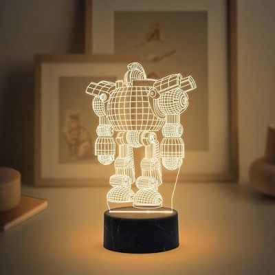 3D Illusion Robot Model Night Lamp with Warm White light Kids Room Gaming Room Bedroom Home Decor Room Housewarming Party for Kids