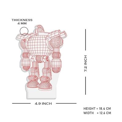 3D Illusion Robot Model Night Lamp with Warm White light Kids Room Gaming Room Bedroom Home Decor Room Housewarming Party for Kids