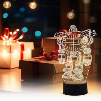 3D Illusion Robot Model Night Lamp with Warm White light Kids Room Gaming Room Bedroom Home Decor Room Housewarming Party for Kids