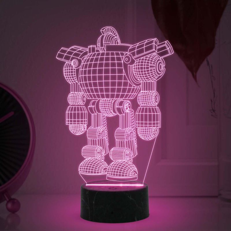 3D Illusion Robot Model Night lamp with Automatic Color Changing Light Kids Room Gaming Room Bedroom Home Decor Room Housewarming Party for Kids