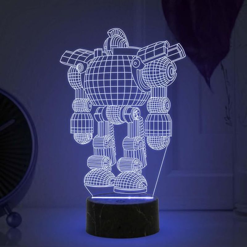 3D Illusion Robot Model Night lamp with Automatic Color Changing Light Kids Room Gaming Room Bedroom Home Decor Room Housewarming Party for Kids