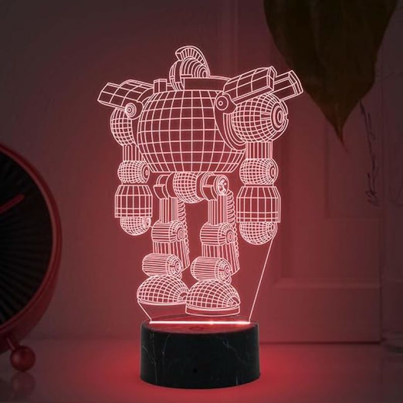 3D Illusion Robot Model Night lamp with Automatic Color Changing Light Kids Room Gaming Room Bedroom Home Decor Room Housewarming Party for Kids