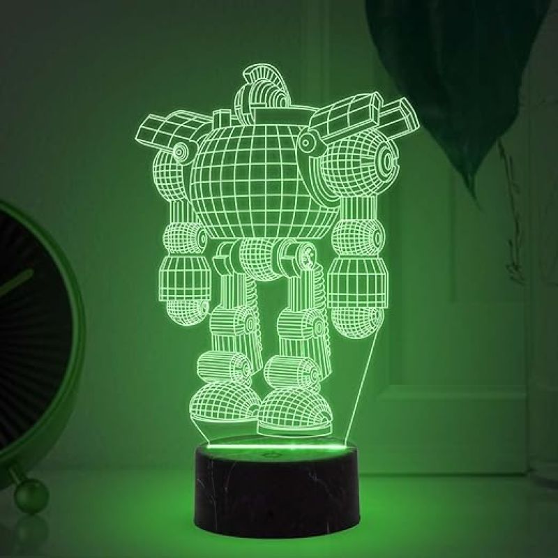 3D Illusion Robot Model Night lamp with Automatic Color Changing Light Kids Room Gaming Room Bedroom Home Decor Room Housewarming Party for Kids