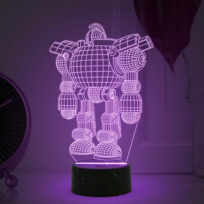 3D Illusion Robot Model Night lamp with Automatic Color Changing Light Kids Room Gaming Room Bedroom Home Decor Room Housewarming Party for Kids