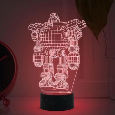 3D Illusion Robot Model Night lamp with Automatic Color Changing Light Kids Room Gaming Room Bedroom Home Decor Room Housewarming Party for Kids