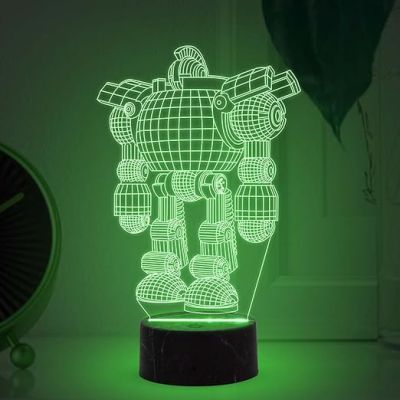 3D Illusion Robot Model Night lamp with Automatic Color Changing Light Kids Room Gaming Room Bedroom Home Decor Room Housewarming Party for Kids