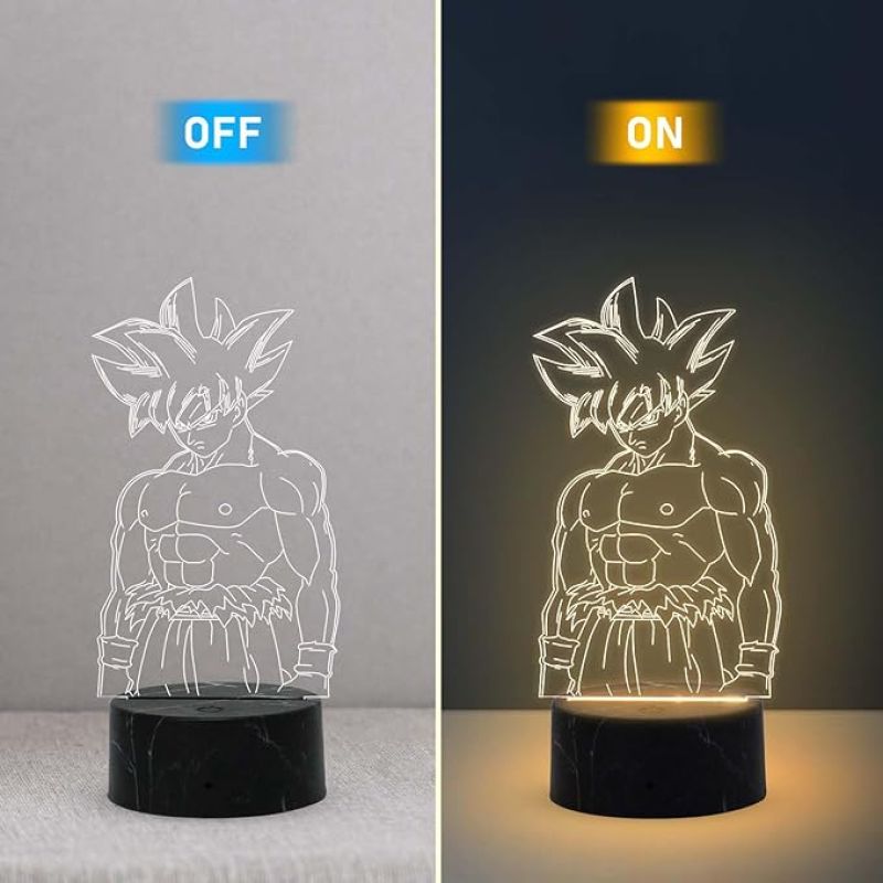 3D Illusion Dragon Ball (Goku) Night Lamp with Warm White Light Birthday Gift for Kids & Anime Lover Home Decor Light