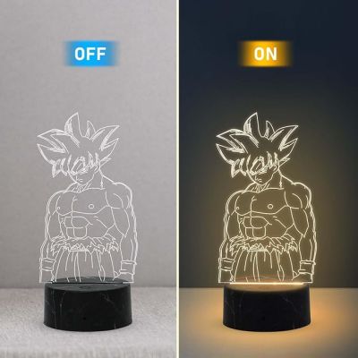 3D Illusion Dragon Ball (Goku) Night Lamp with Warm White Light Birthday Gift for Kids & Anime Lover Home Decor Light