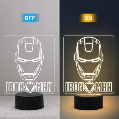 3D Illusion Ironman Avengers Night Lamp with Warm White Light Gift for Marvel Avengers Fan Home & Kids Room Decor